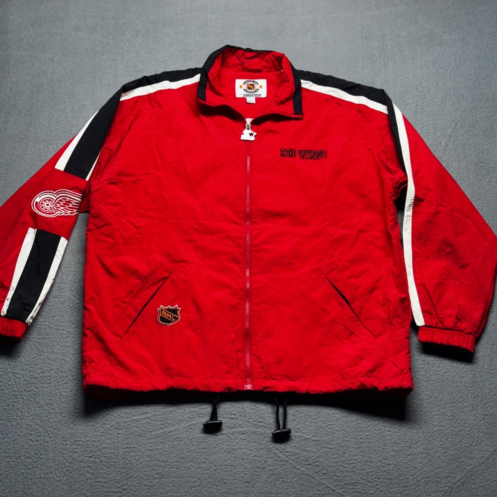 Vintage Starter Detroit Red Wings NHL Jacket Large Red Full Zip Embroidered Logo